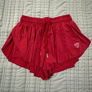 Red Flowy Spandex Shorts